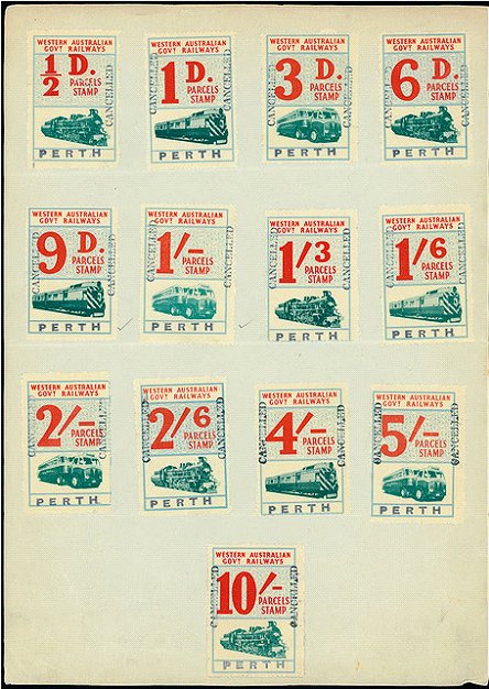 Western Australia Railway Parcels Stamps Wide Left Margins